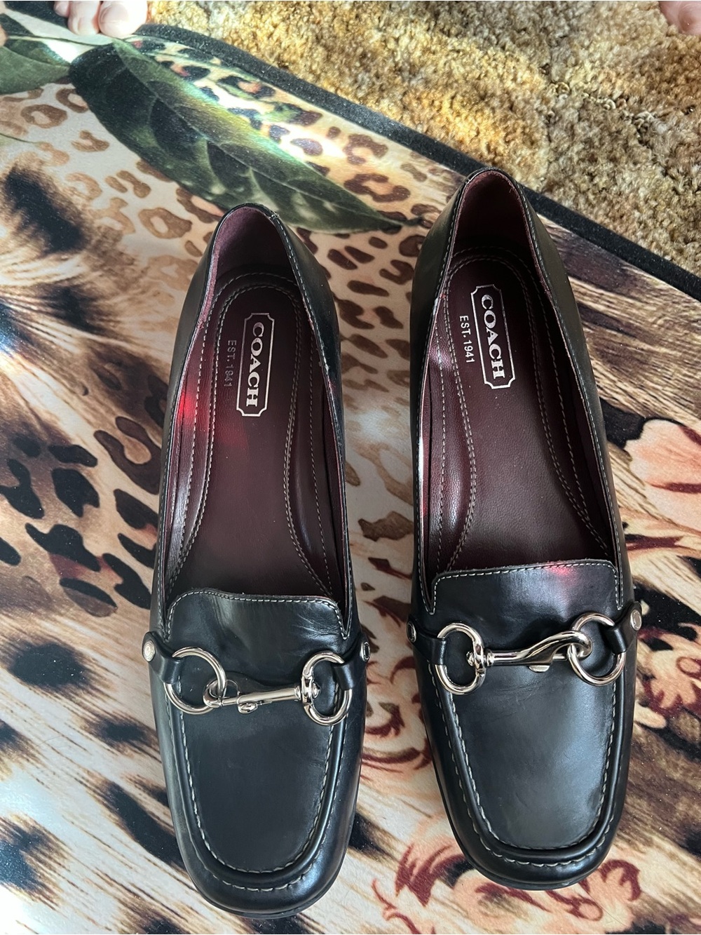 Coach Black Leather Horsebit Loafers